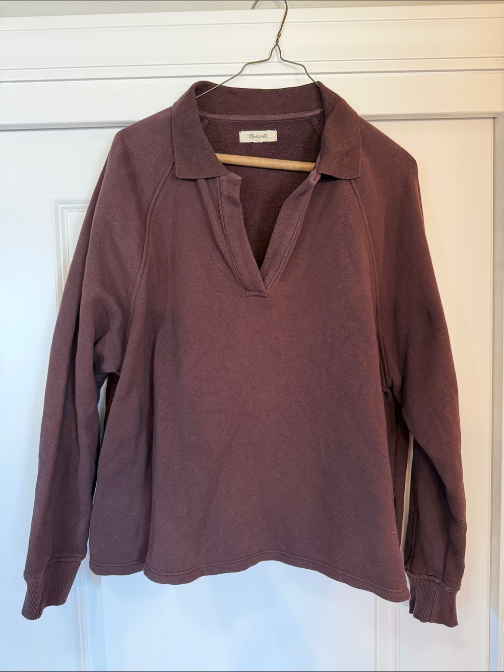 Madewell Dusty Plum Collared Pullover Sweatshirt